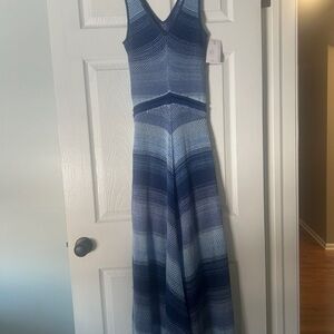 Elegant Blue Gradient Knit Dress. swim beach coverup or wear as dress has lining